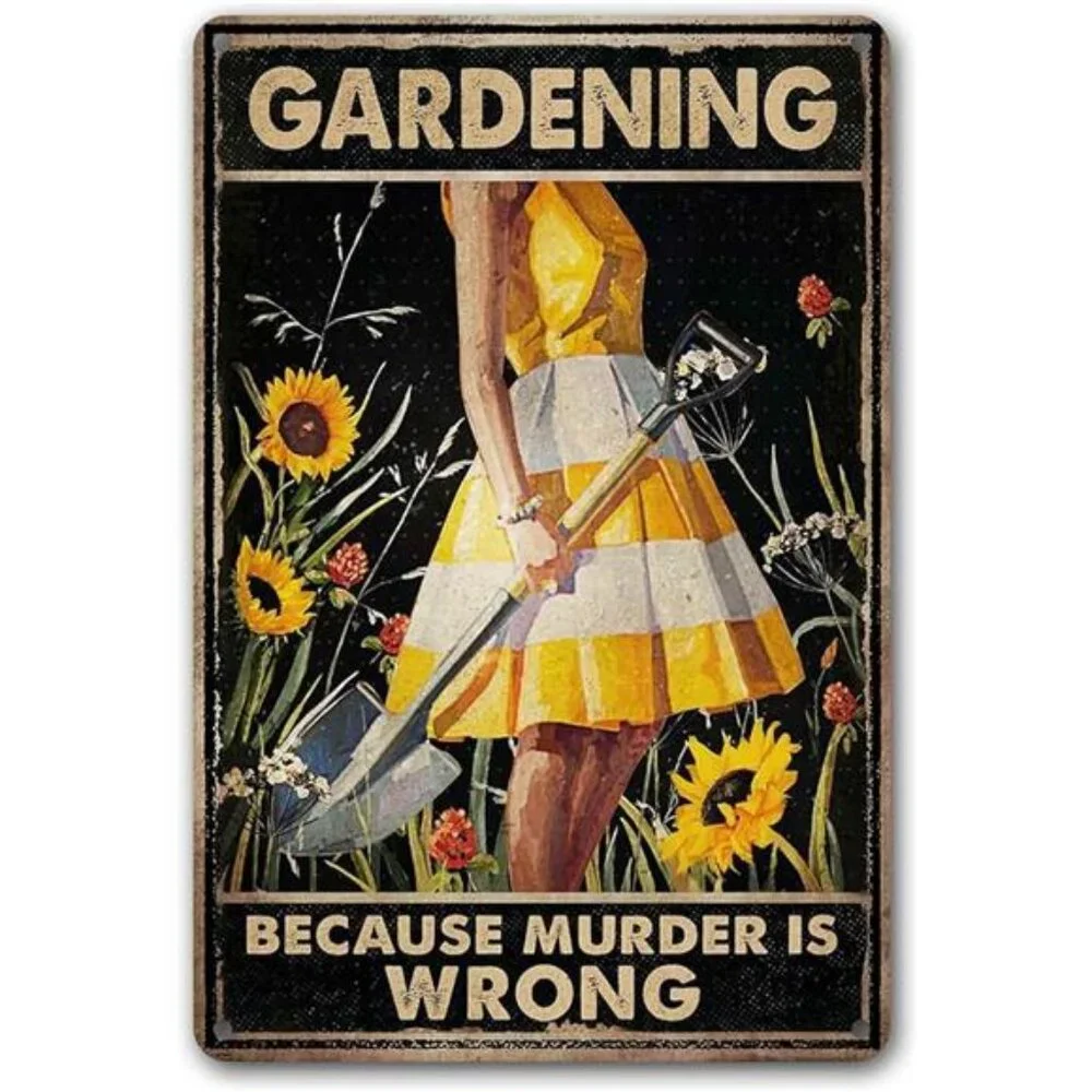 Funny Garden Decor Garden Gifts Gardening Because Murder Is Wrong Metal Garden